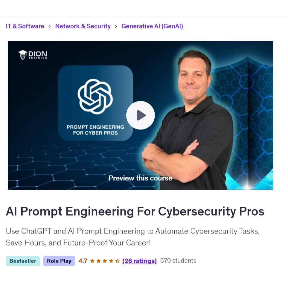 Ai Prompt Video Course- AI Prompt Engineering For Cybersecurity Pros | Learn AI Prompt Video Lessons