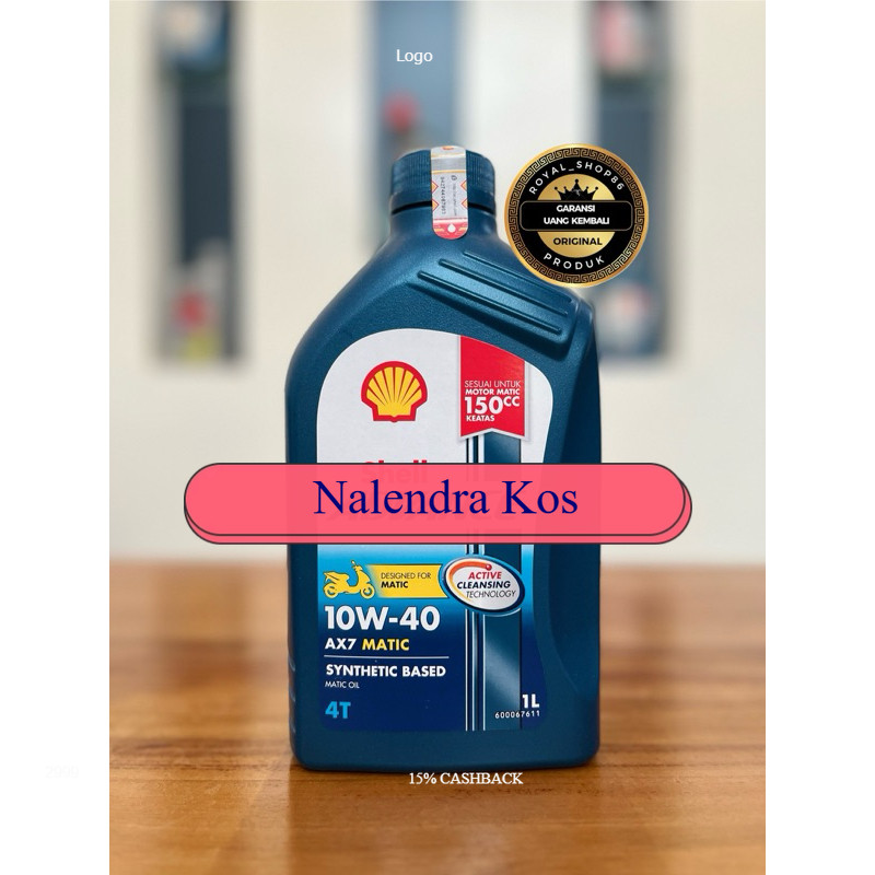 OLI SHELL AX7 MATIC SAE 10W-40 1 LITER BASED SYNTHETIC ORIGINAL OLI SHELL MOTOR NMAX AEROX LEXI XMAX