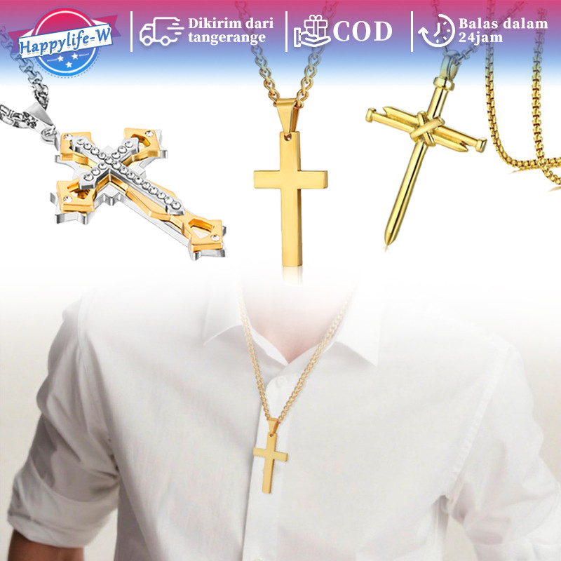 Kalung Salib Anti Karat Liontin Korea Fashion Aksesoris Cross Necklace