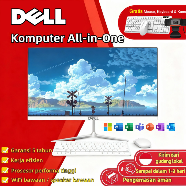 Komputer all-in-one Dell, prosesor Intel i3, i5, i7, layar 19, 22, 24, 27 inci.