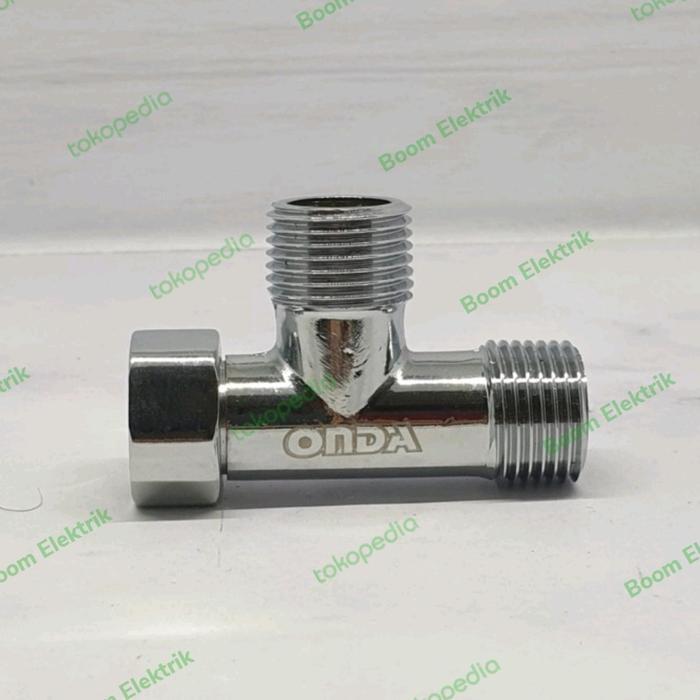 T Tee Crome Stop Kran Cabang 3 MxF 1/2" Onda
