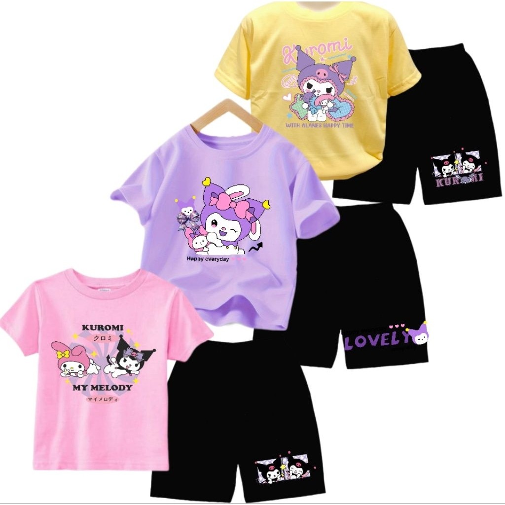 KEENAN Paket Hemat 3 Setelan Anak Perempuan Kuromi Series Fashion