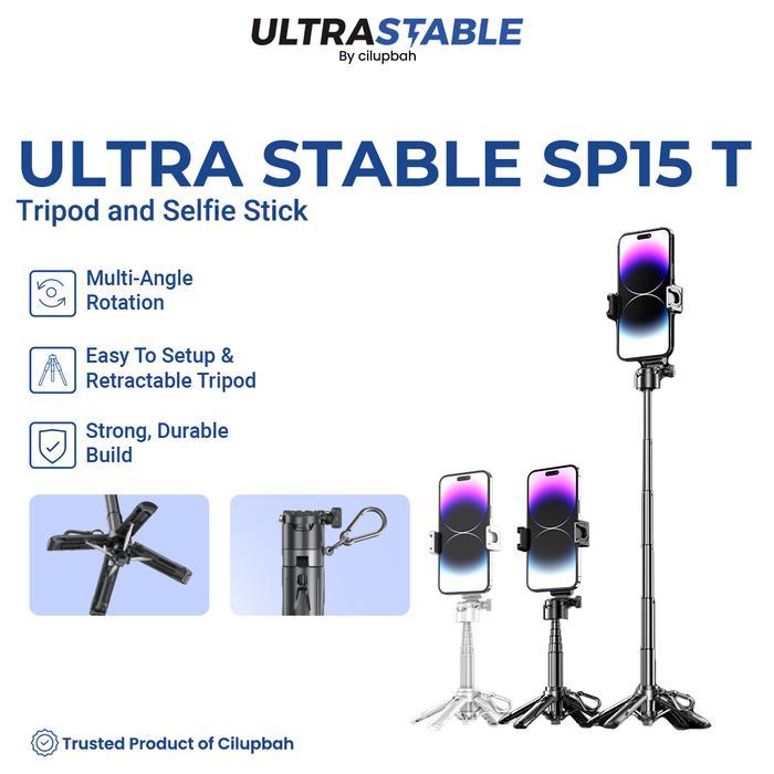 promo  -ULTRA STABLE SP15T Mini Tripod Tongsis HP 40cm - Selfie Stick Lipat Bisa Berdiri, Multi-Angl