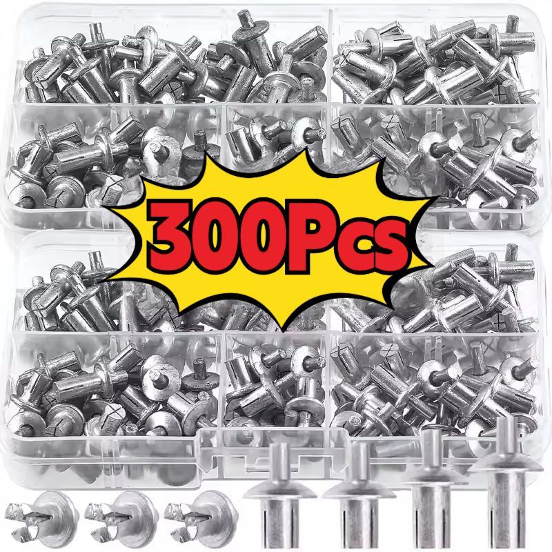 ﻿   25/30/50/60/100/200/300Pcs Paku Rivet Ekspansi Penggerak Palu Ekspansi Aluminium Kepala Paku Tip