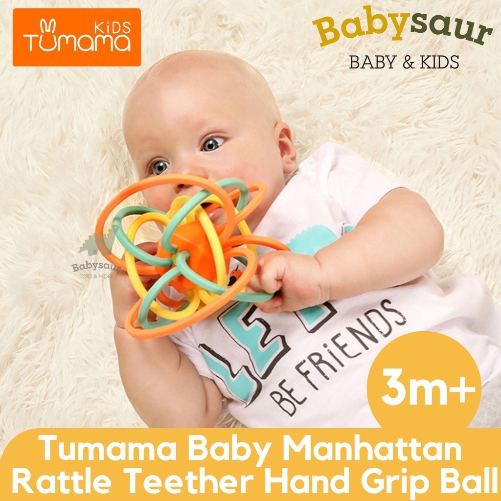 NMZSHOP TUMAMA Manhattan Rattle Teether Rhomboid Hand Grip Ball Newborn Baby Toy Toys Mainan Gigi Gi
