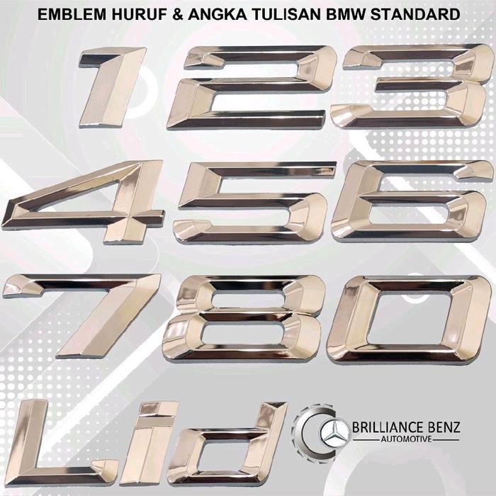 SALE EMBLEM TULISAN BAGASI BMW FONT STANDAR EMBLEM ANGKA HURUF BMW CHROME - ANGKA 1TERLARIS