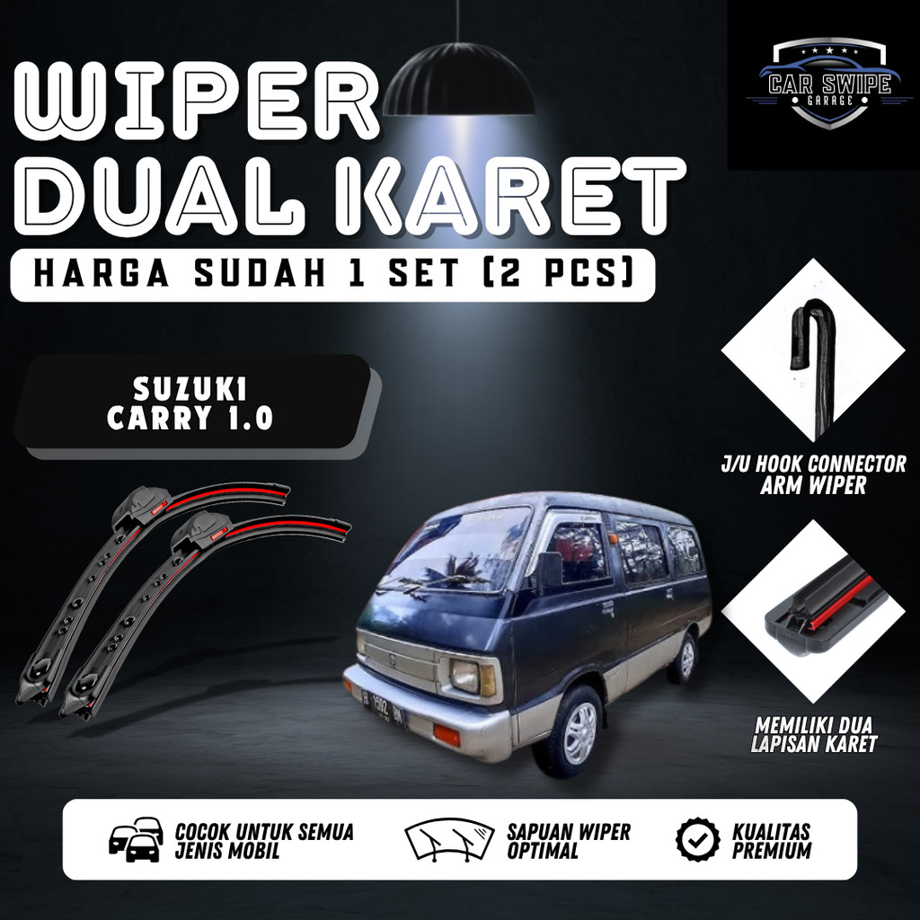 Wiper Dual Suzuki Carry 1.0 1SET Kiri dan Kanan - Sepasang Wiper Double Blade Kaca Depan Mobil