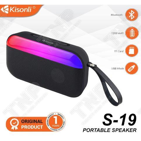 Speaker Bluetooth KISONLI S19 / S-19 Wireless Slim Fit RGB Light Colorful Deep Bass Portable Speaker