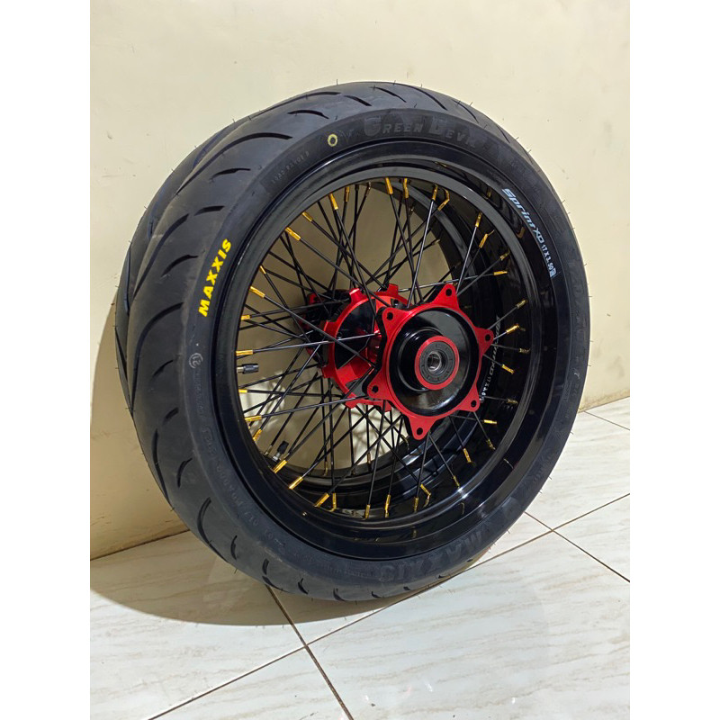 wheelset supermoto crf klx wr155 Velg Vrossi Sprint XD plus ban maxxis pnp tinggal pasang