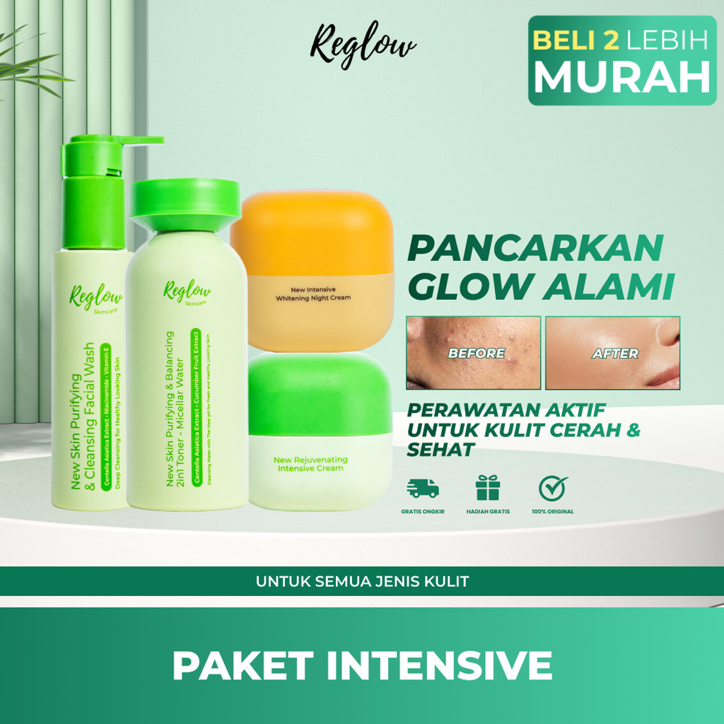 Reglow Paket Intensive Skincare Wajah Glowing Kering dan Kusam