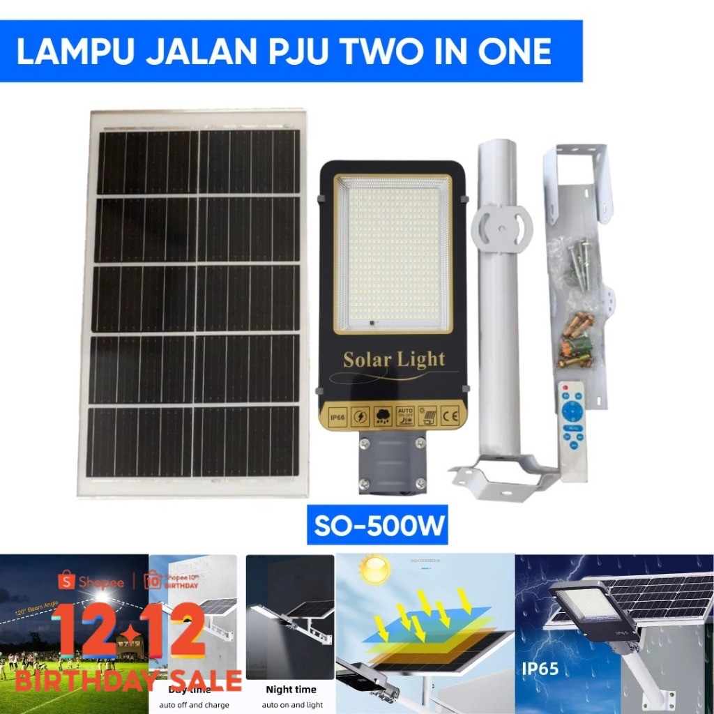 LUXFORCE Lampu Jalan Solar LED 2in1 500W Super Terang Hemat Listrik / Lampu PJU / Lampu Solar Panel