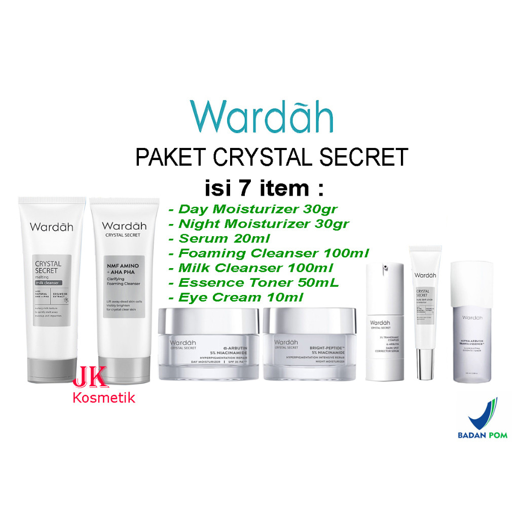 Wardah Crystal Secret Paket Skin Care Lengkap Mencerahkan Kulit Wajah Glowing Flek Hitam