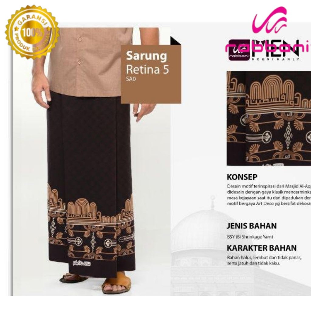 RABBANI - Sarung Rabbani PALESTINE RETINA warna hitam ORI RABBANI
