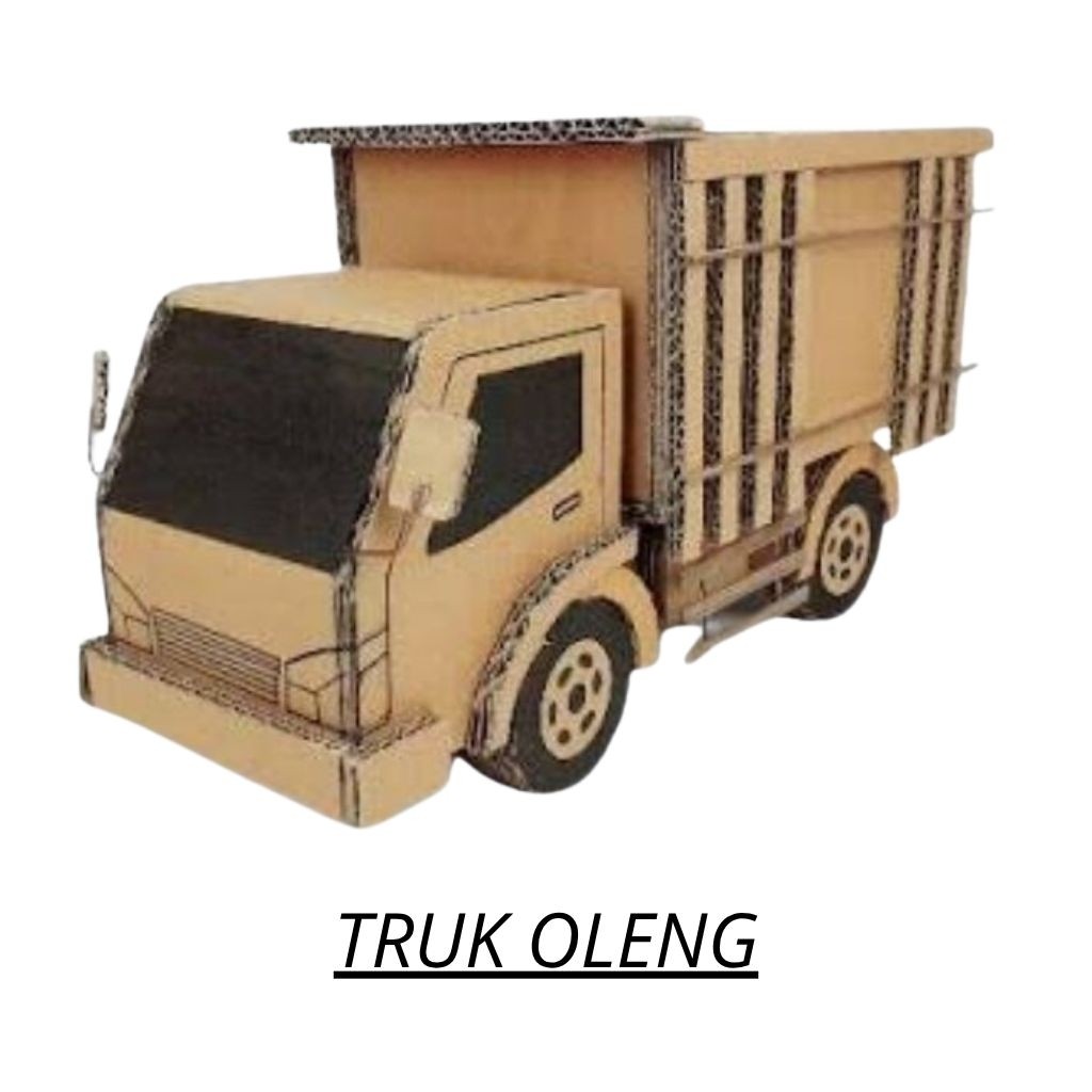 Miniatur Truk Oleng Kardus | Diecast Mobil Truk Mainan Anak Skala Besar | Kerajinan Kardus Custom [h