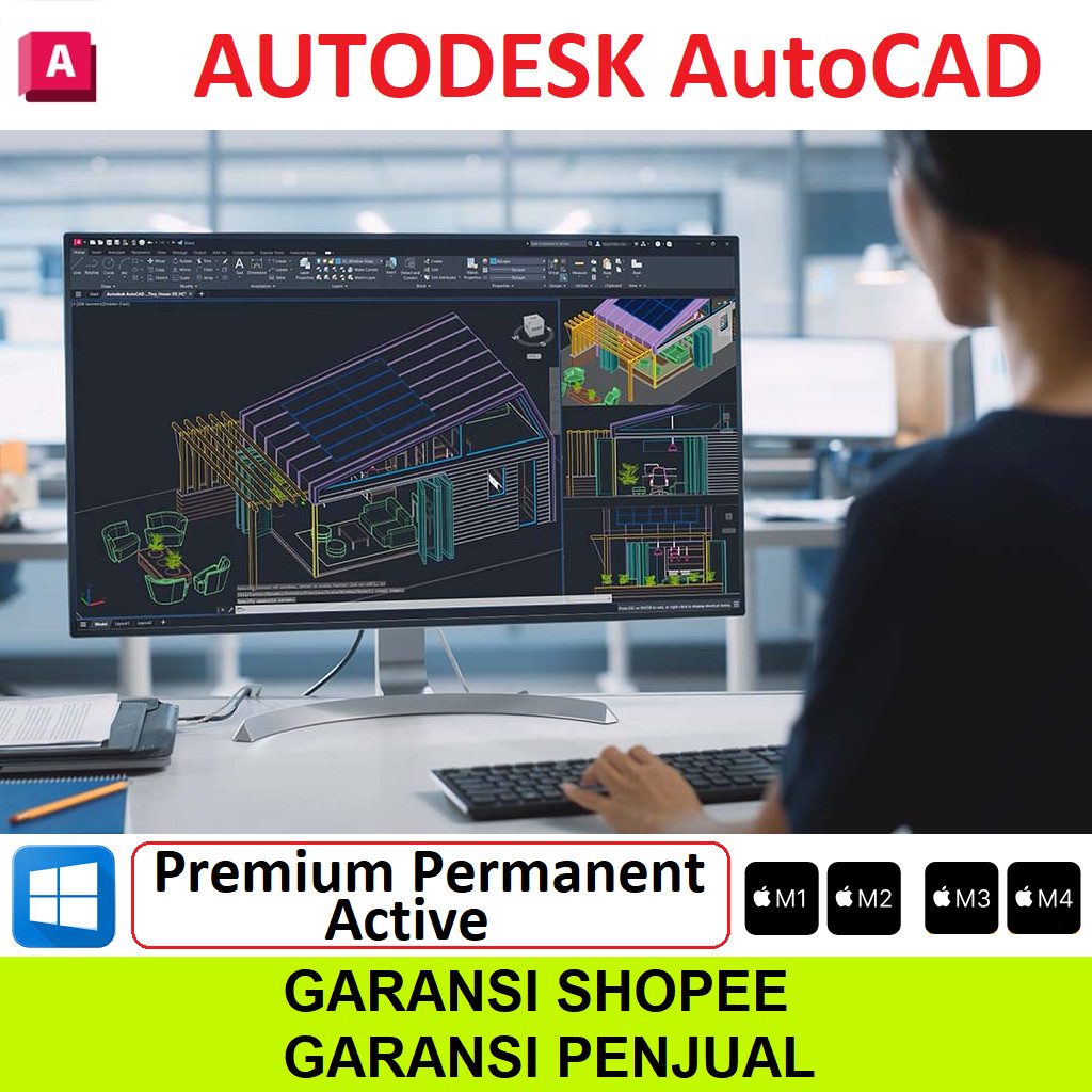 Autodesk AutoCad Windows Mac iMac intel M1 M2 M3 M4 + Panduan Video