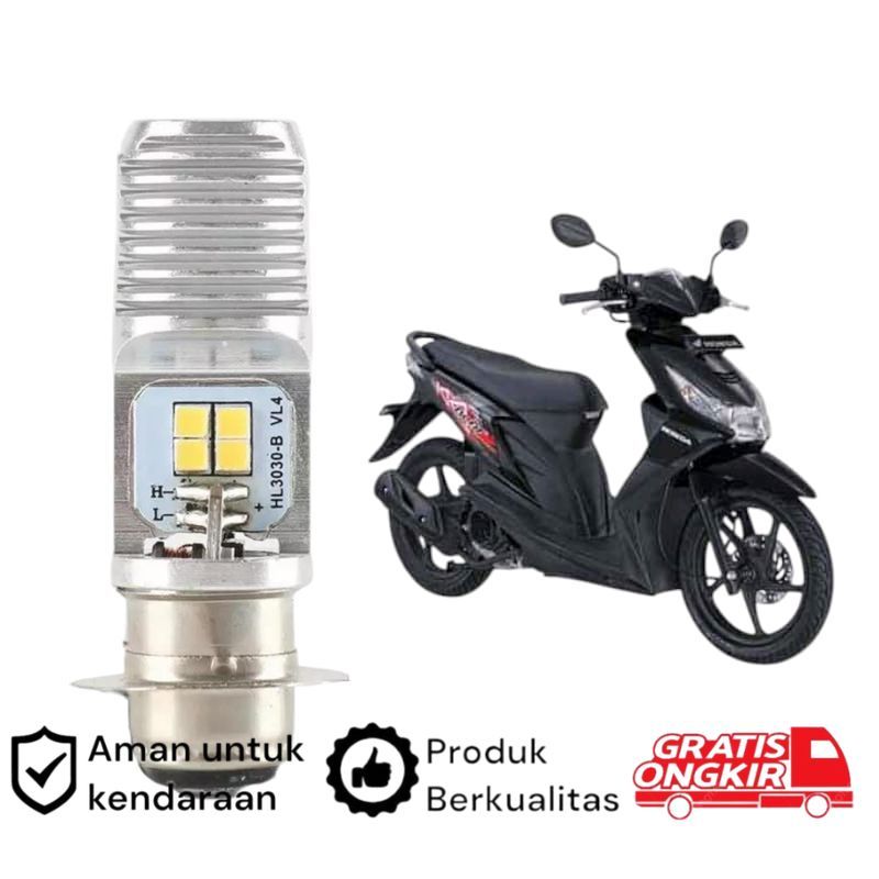 1pcs Lampu depan LED H6 6 Mata Putih terang motor Honda Beat karbu Koko