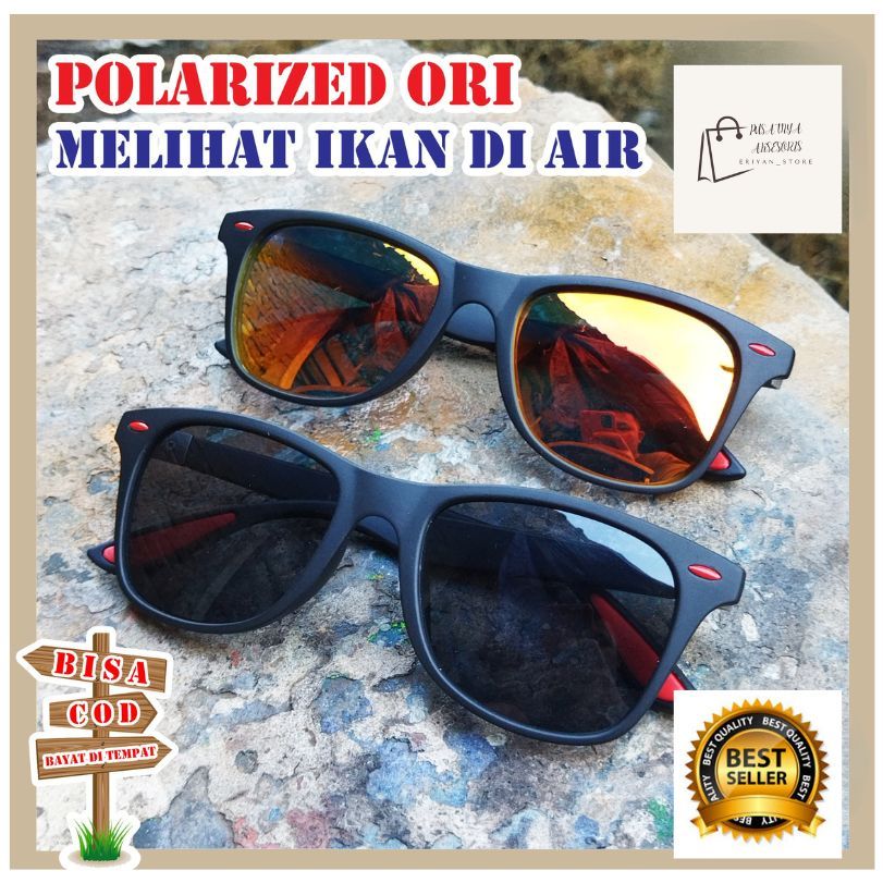 promokacamata polarized hitam ASLI untuk melihat ikan di air untuk masher ikan dan memancing full bo