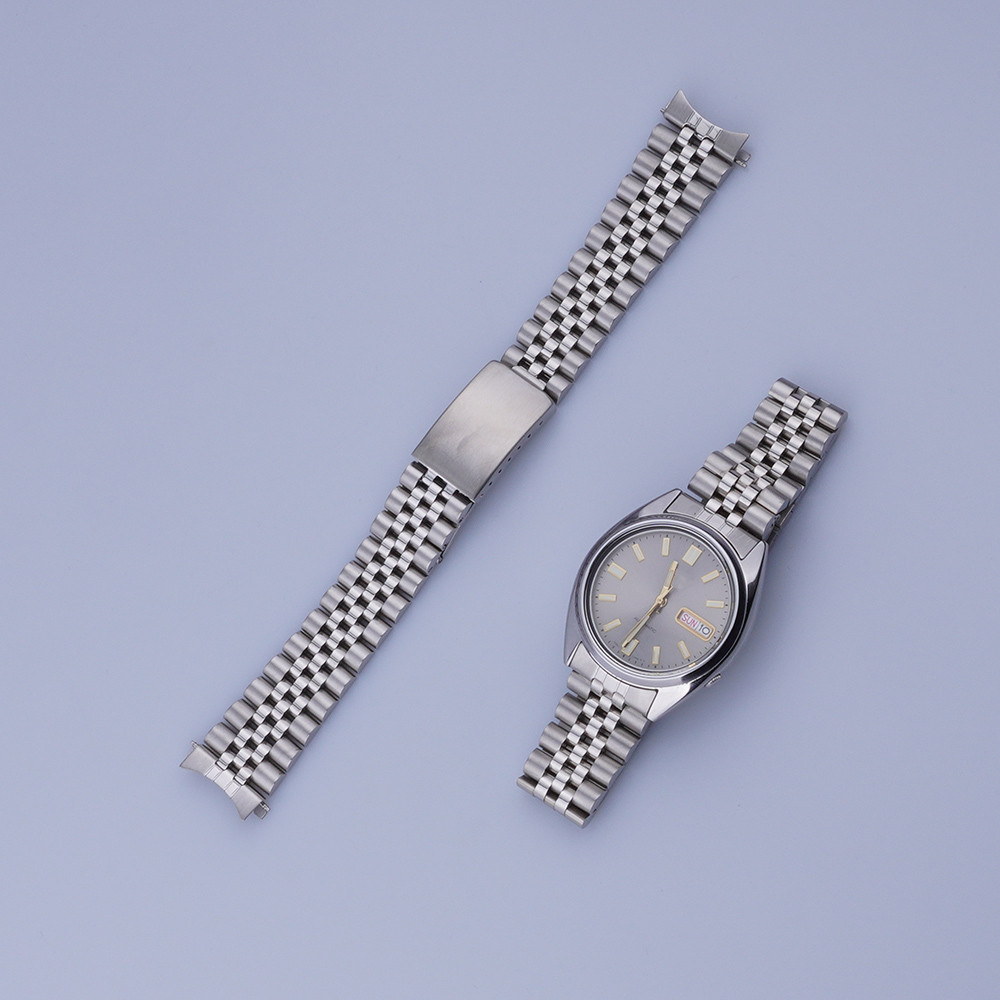 For Seiko 5 SNXS79 SNXS75 SNXS77 SNXS80 SNXS81 SNXF05 19mm Silver Curved Jubilee Watch Band Stainles