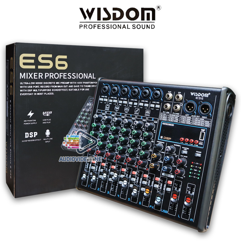Mixer Wisdom ES6 Original Mikser Audio 6 Chanel Bluetooth Usb To Pc Garansi 1 Tahun