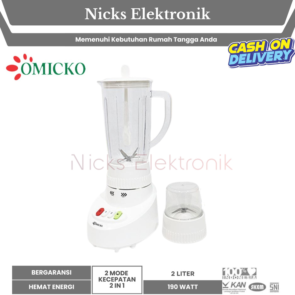 [COD] OMICKO BLENDER 2 IN 1 BL-T12PC (2 LITER) GARANSI RESMI