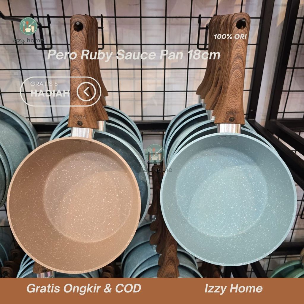 [Gratis 5 Hadiah] PERO Ruby Sauce Pan 18cm Tanpa Tutup Anti Lengket – Panci Masak Premium Non-Stick