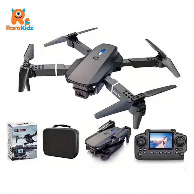 RaraKidz - Drone E88 MAX 8K Dual Camera – Drone RC Profesional Brushless Motor Jarak Jauh Fotografi 