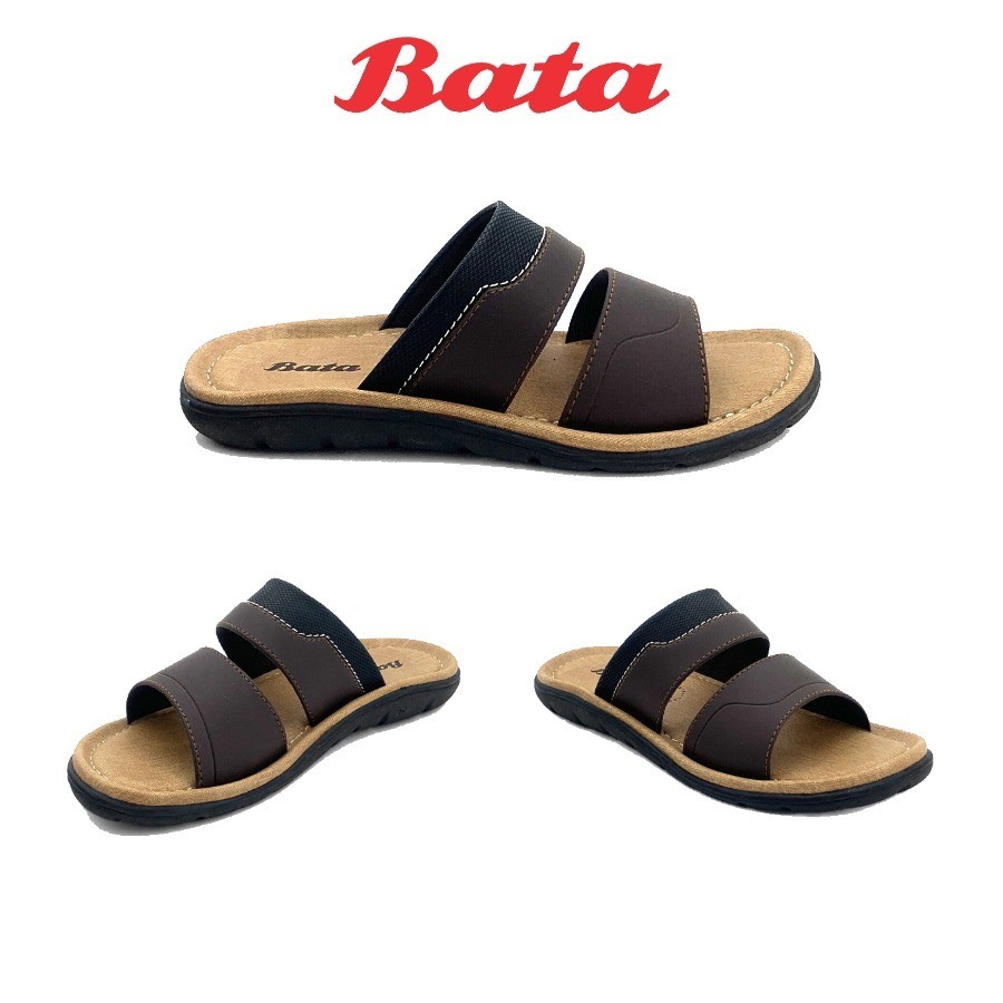 Sandal Bata Salvador sandal kulit Pria Dewasa Model Slop keren//Sandal Cowok Kekinian Sandal kasual