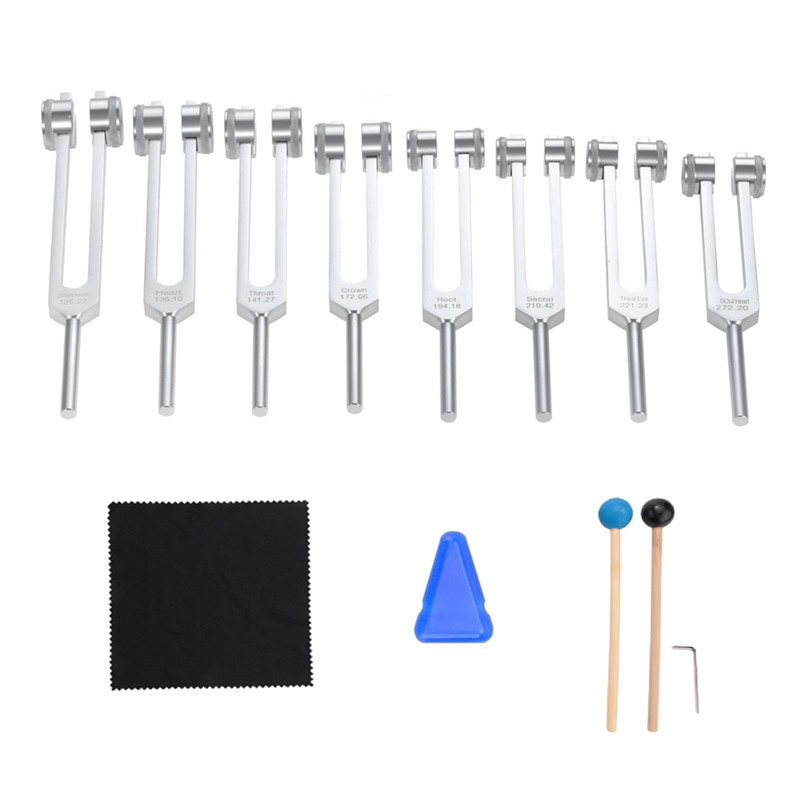 AB02 Chakra Tuning Fork Set, 7 Chakra+1 Soul Purpose Weighted Tuning Forks For Meditation,Yoga, Soun