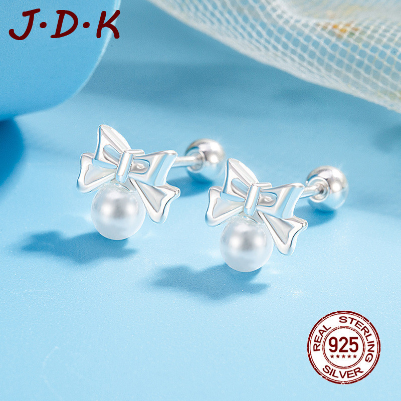 JDK Anting-anting Stud Mutiara Pita Perak 925 Perhiasan Wanita