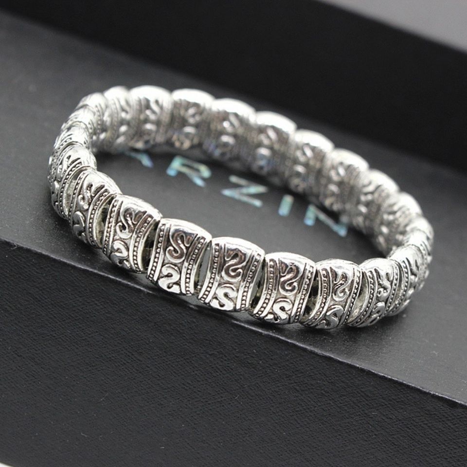 Gelang Miao Yin Gelang Perak Kuno Pria dan Wanita Perhiasan Pixiu Keberuntungan Baru