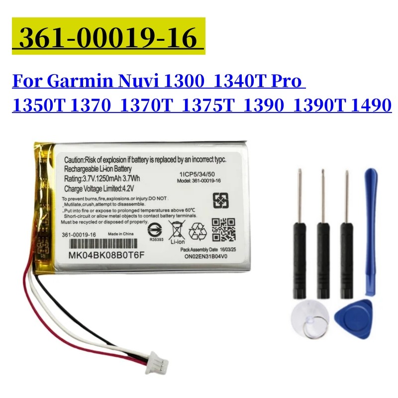 361-00019-16 Battery For Garmin Nuvi 1300 1340T Pro 1350T 1370 1370T 1375T 1390 1390T 1490 GPS 361-0