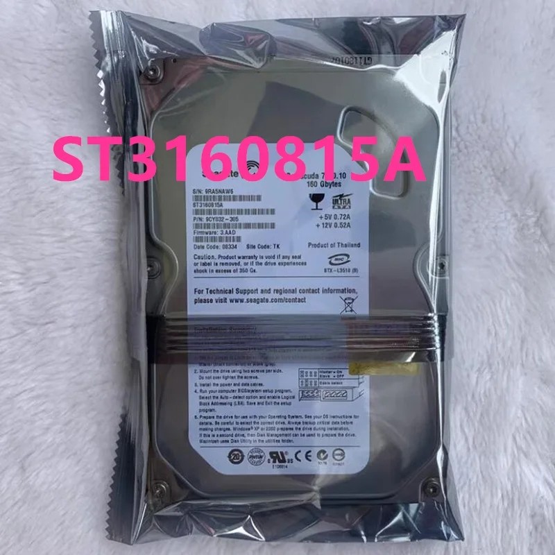 Original New HDD For Seagate 160GB IDE 3.5" 2MB 7200RPM For Internal Hard sk For Desktop HDD For ST3
