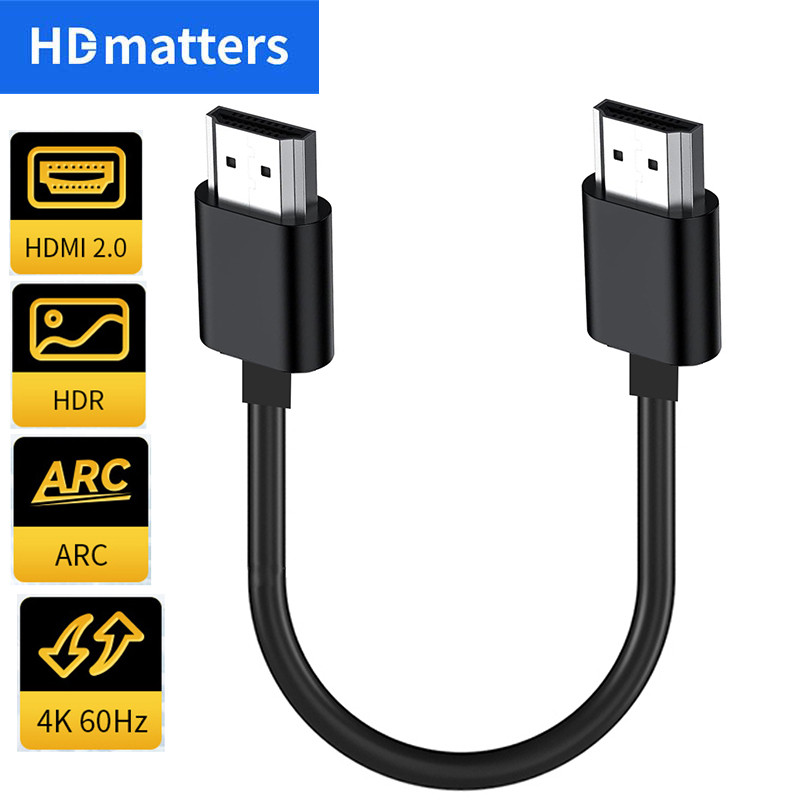 Ultra Short HDMI 2.0 Cable 4K 60Hz HDR HDMI Cable Lead with HDMI HDR/CEC/Arc HDMI Cord 15CM/0.6M/1M/