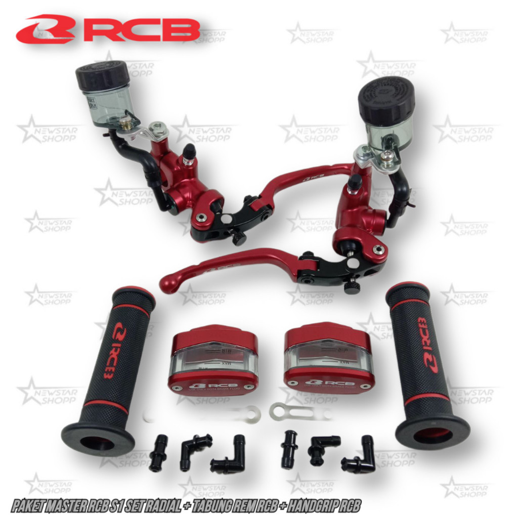Paket Master Rem RCB S1 14mm Set Kanan Kiri Radial + Fluid Tank / Tabung Minyak CNC RCB A2 + Handgri
