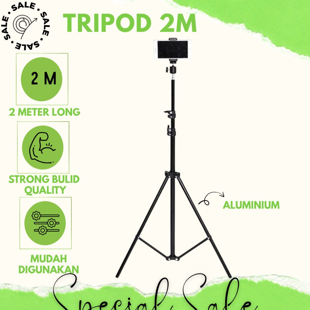 TRIPOD 2 METER TRIPOD HP/KAMERA/RING LIGHT TRIPOD 2M + REMOTE BLUTOOTH TRIPOD BAHAN KUAT DAN KOKOH