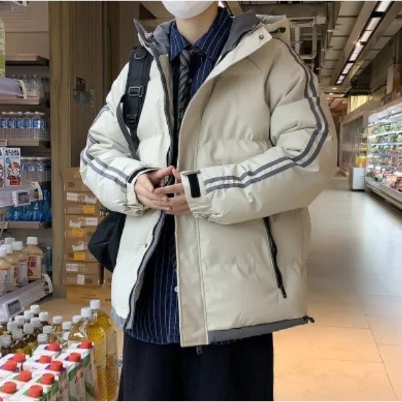 IMPORT STRIPE MAN WINTER PADDING PUFFER COAT WATERPROOF WINDPROOF JAKET PRIA MUSIM DINGIN