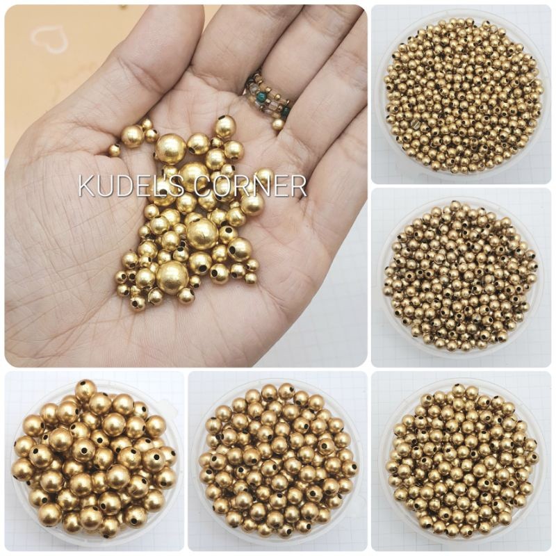 88.Craft Manik Mote SQ Gold Bulat 3mm-10mm