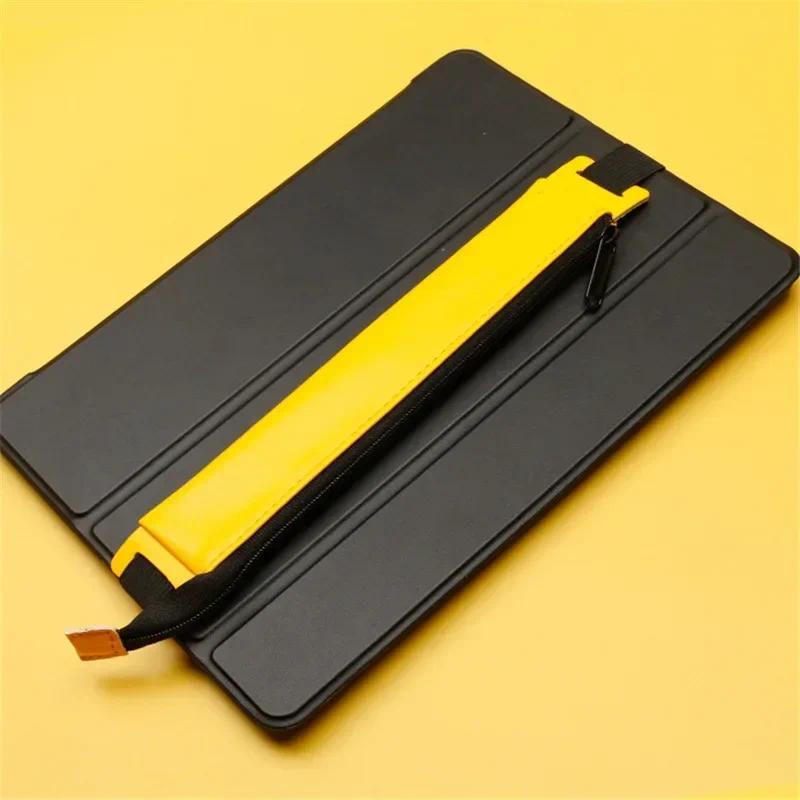 Luxury PU Leather Elastic Buckle Pencil Case Book Notebook Pen Bag Touch Screen Pen Cover Office Mee