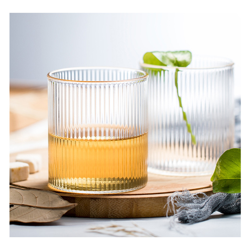 4PCS Ripple Whisky Glasses, Water Glass, Juice Glass, Water Cup Set of 4