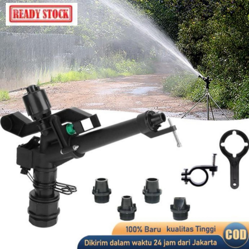 (leafnest) Sprinkler Big Gun Impact PVC 1.5 Inch Radius Tembak 30 Meter | Sprinkler Pertanian