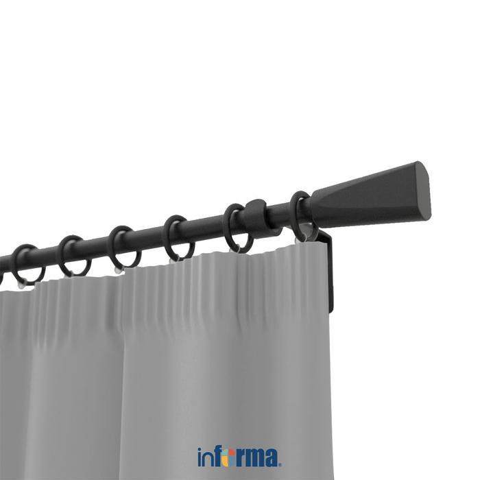 Informa 130-250 cm Rel Gorden Single Trumpet - Hitam Batang Tirai Besi Gorden Braket Pengait Alat Pa