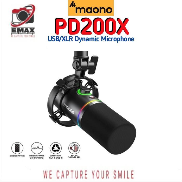 MAONO AU-PD200X USB XLR Podcast Dynamic Microphone RGB Mic Maono PD200 - PD200X + STAND