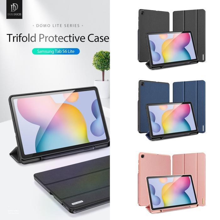 senadara1 Case Samsung Tab S6 Lite Dux Ducis DOMO Trifold Cover Casing - Black