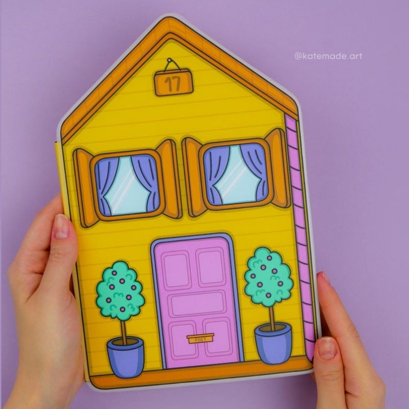 Laminasi Glossy Paper Doll Cute Fox & Rabbit Doll House Busy Book  Sudah Digunting