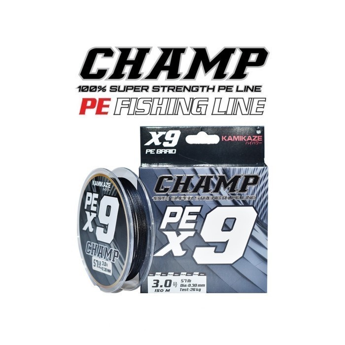 Senar Pancing PE KAMIKAZE Champ X9 150meter Black SIC Silicon Coating - PE 1.0 -4.0 - PE 1.5