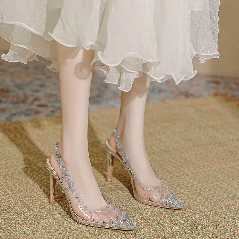 Sepatu berlian, sepatu hak tinggi, sepatu pernikahan, sandal kristal, sepatu hak tinggi