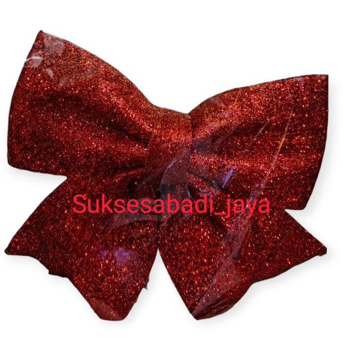 HIASAN PITA JADI NATAL / DEKORASI PITA NATAL /ORNAMENT NATAL 20Cm - Gold