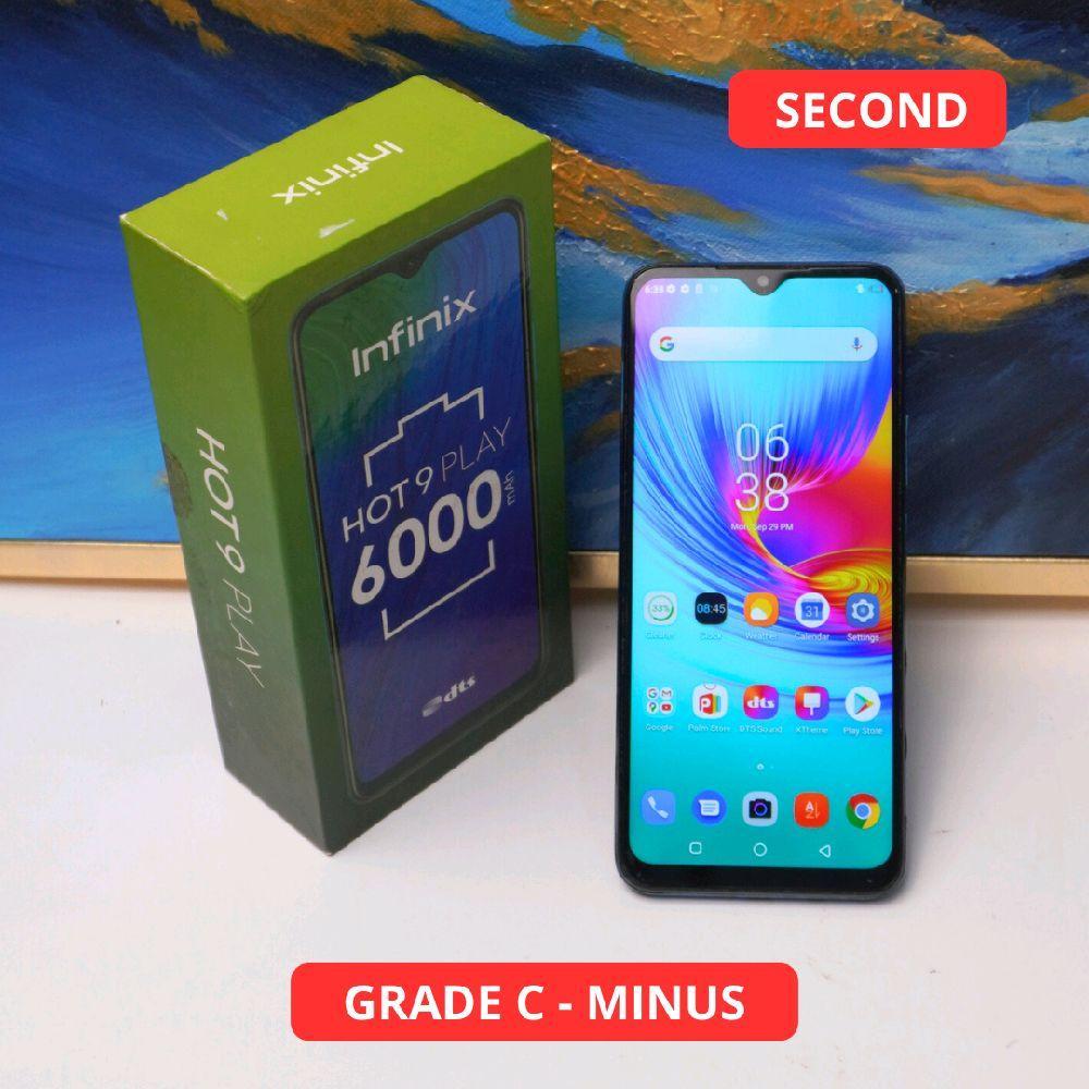 INFINIX HOT 9 PLAY 4/64 GB GRADE C - MINUS HP SECOND ORIGINAL SINAR MUTIARA CELL (25282)