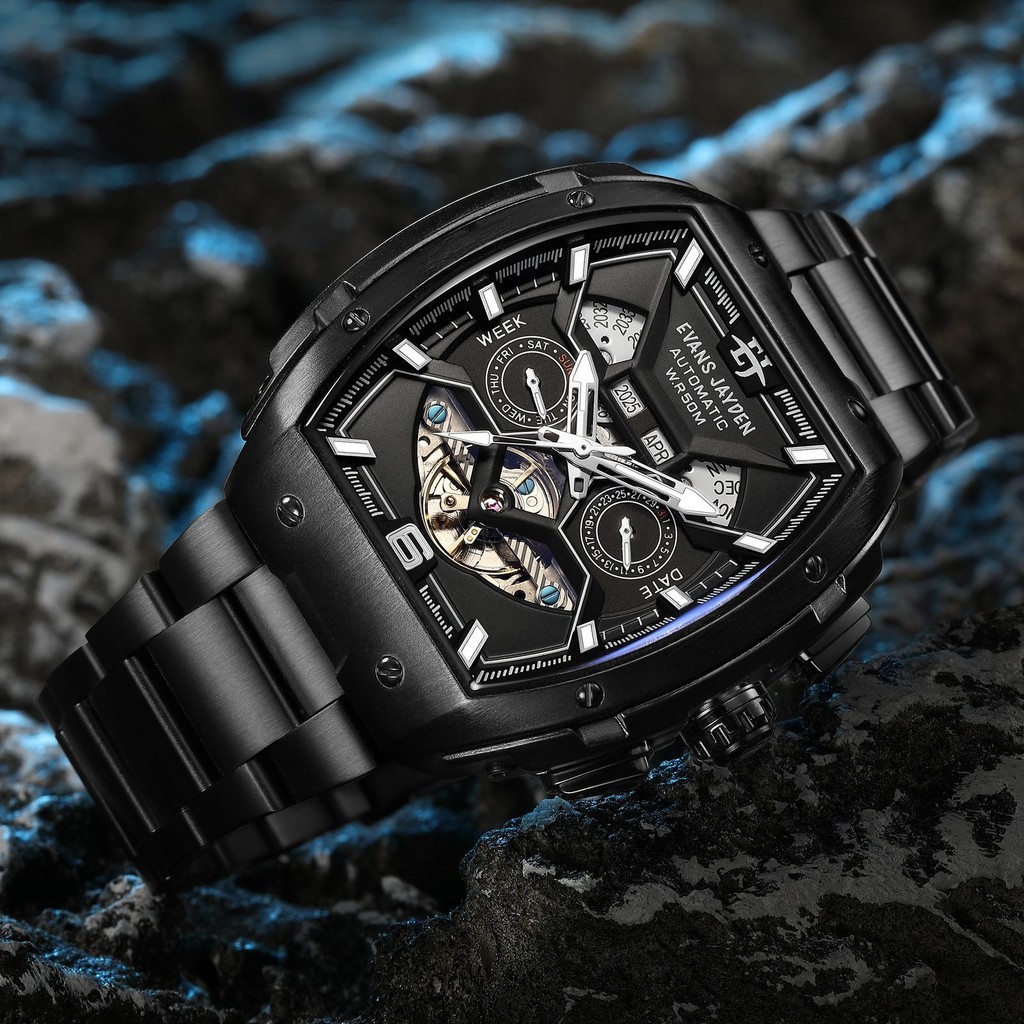 Jam tangan  Evans Jayden Jam Tangan Pria 9620 Rantai Automatic Movement Stainless Steel Kaca Sapphir