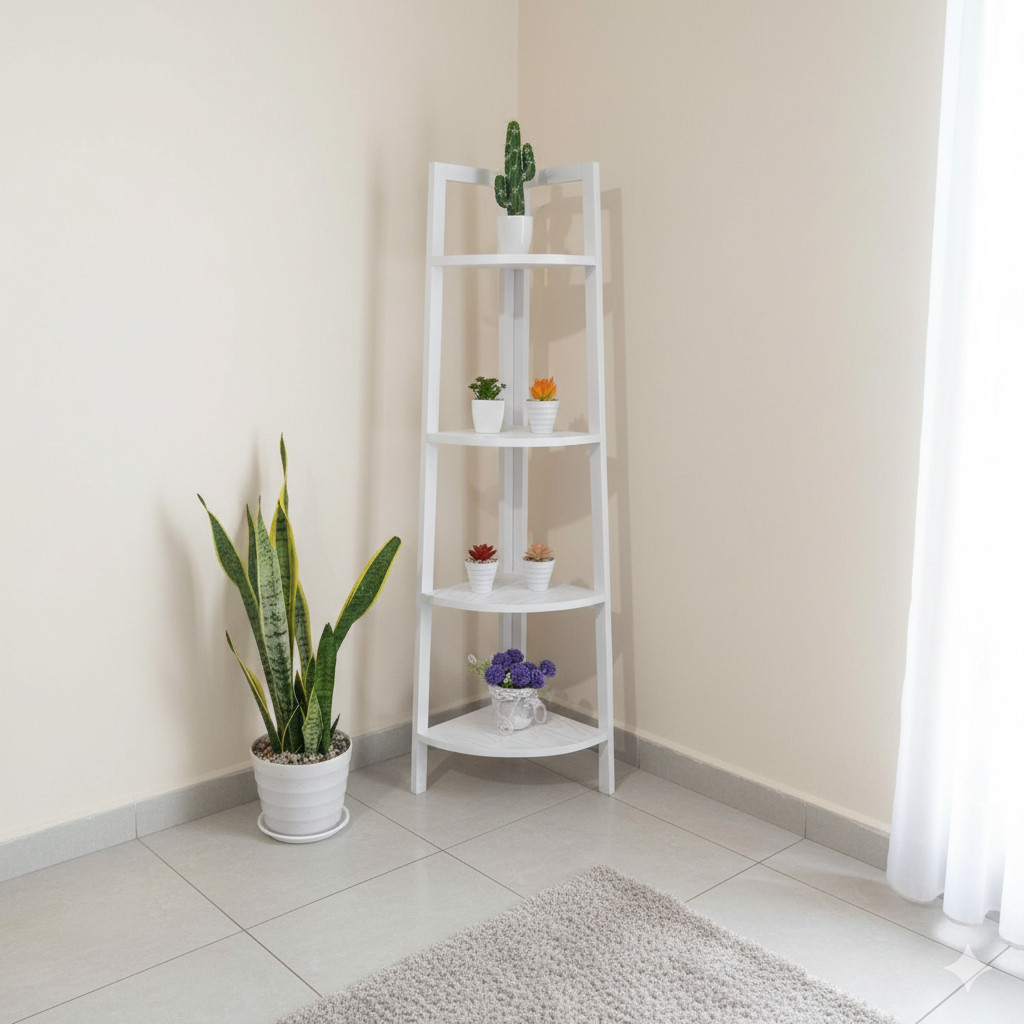 Rak bunga sudut 4 susun  rak bunga minimalis  bahan kayu jati rak  serbaguna kekinian minimalis